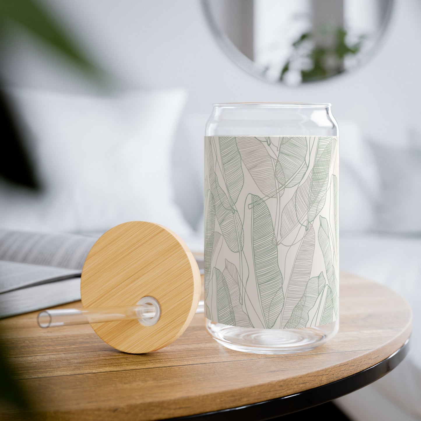 Stylish 16oz Sipper Glass with Bamboo Lid, Perfect for Home, Parties, Gifts, Eco-Friendly, Drinkware