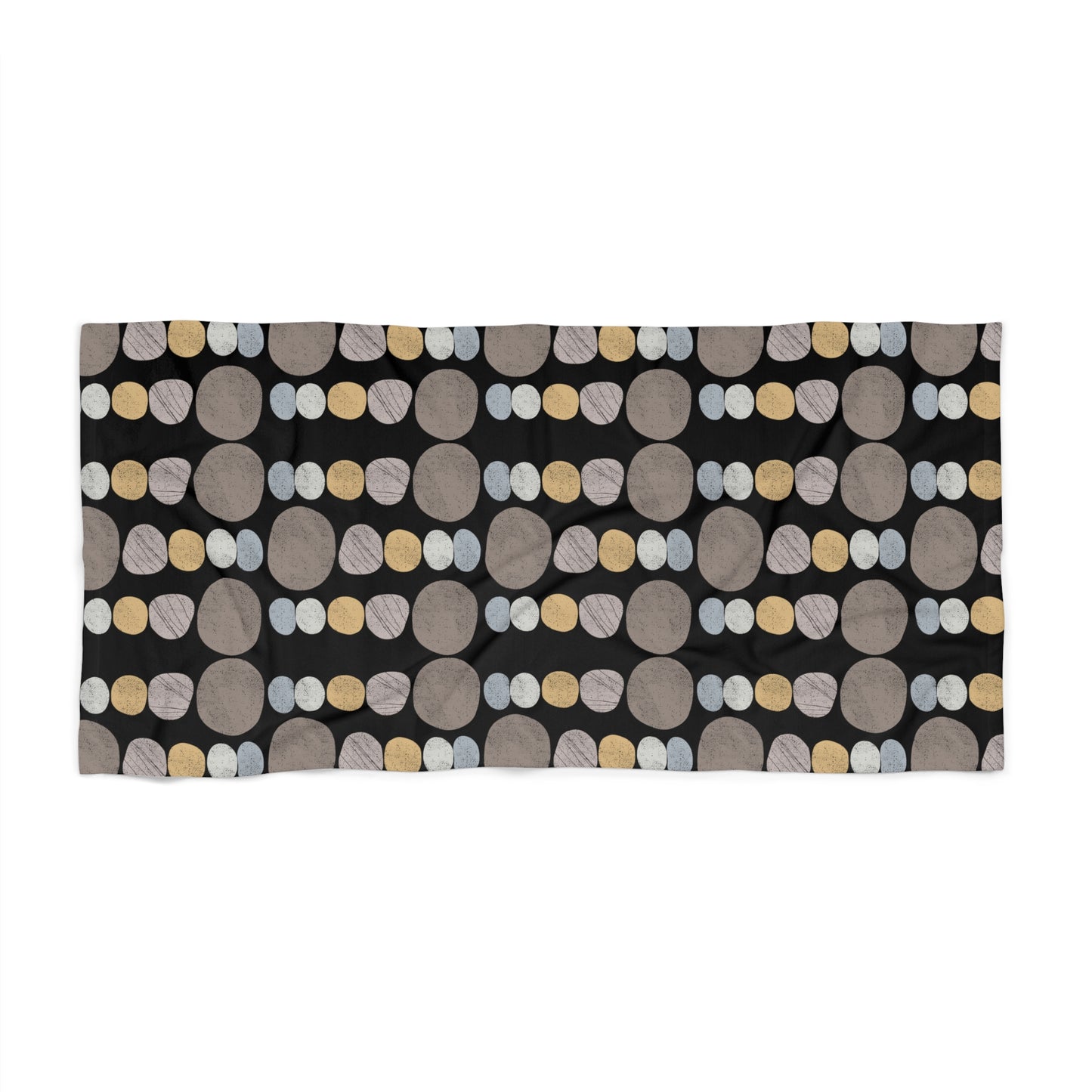 Pebbles - Black Background, Stylish Beach Towel for Summer Fun, Quick-Drying Travel Accessory, Vacation Essential, Poolside Relaxation, Perfect Gift
