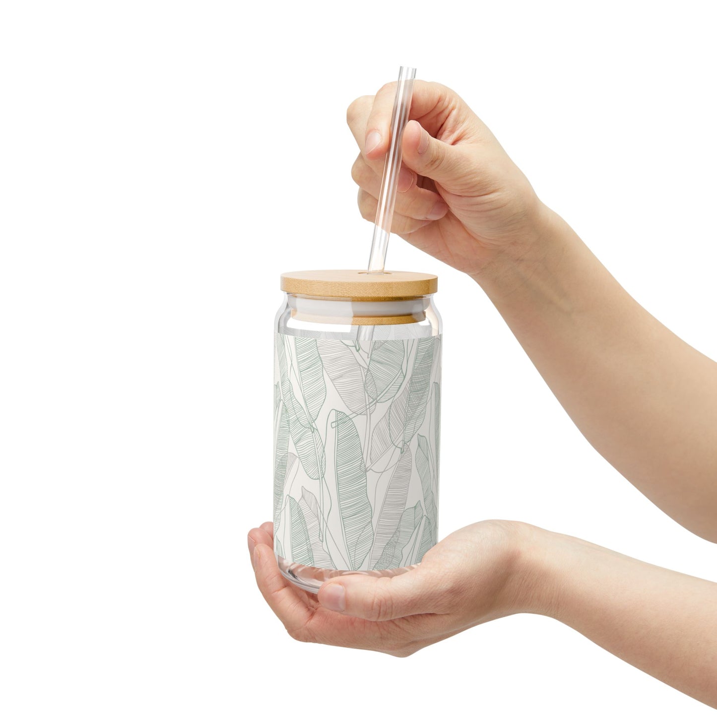 Stylish 16oz Sipper Glass with Bamboo Lid, Perfect for Home, Parties, Gifts, Eco-Friendly, Drinkware