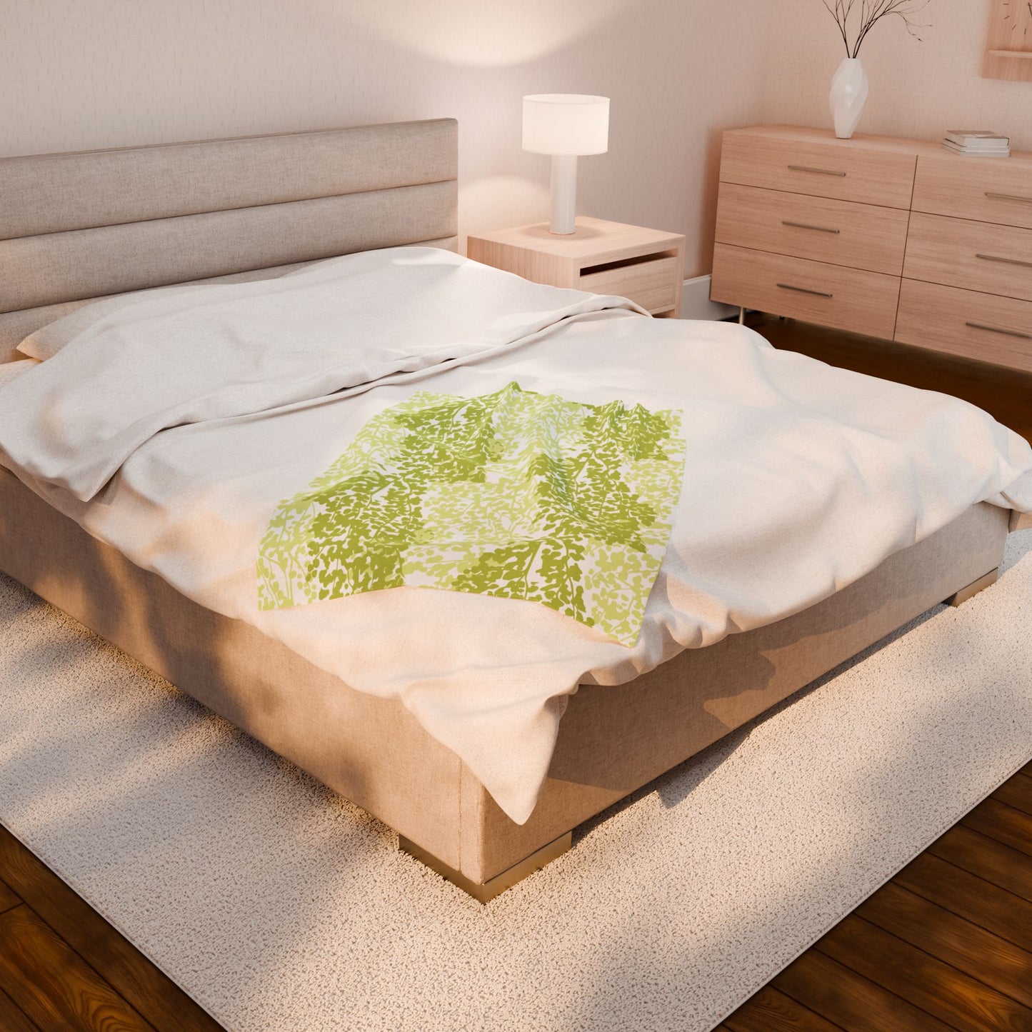 Weeping Birch - Cozy Green Botanical Velveteen Plush Blanket