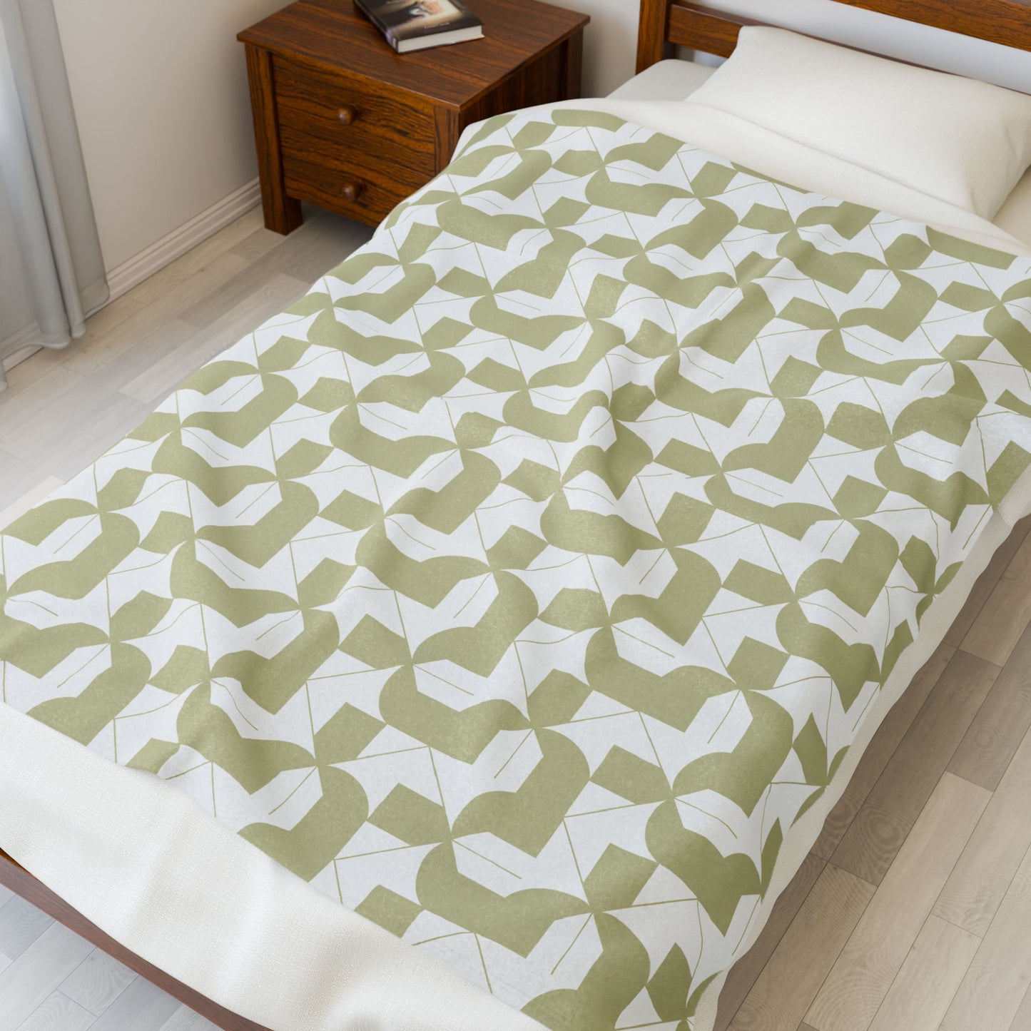 Modern Maze - Sage Plush Blanket Geometric Abstract Design