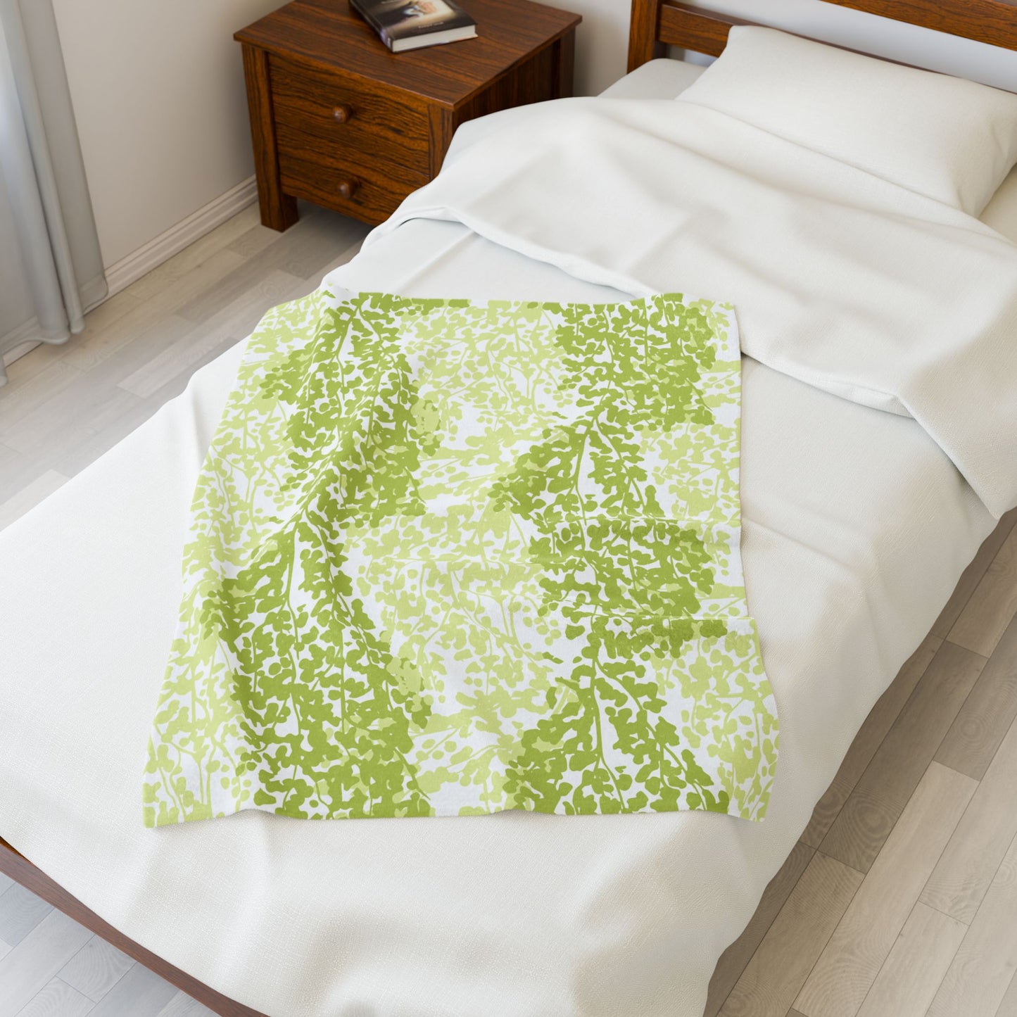 Weeping Birch - Cozy Green Botanical Velveteen Plush Blanket