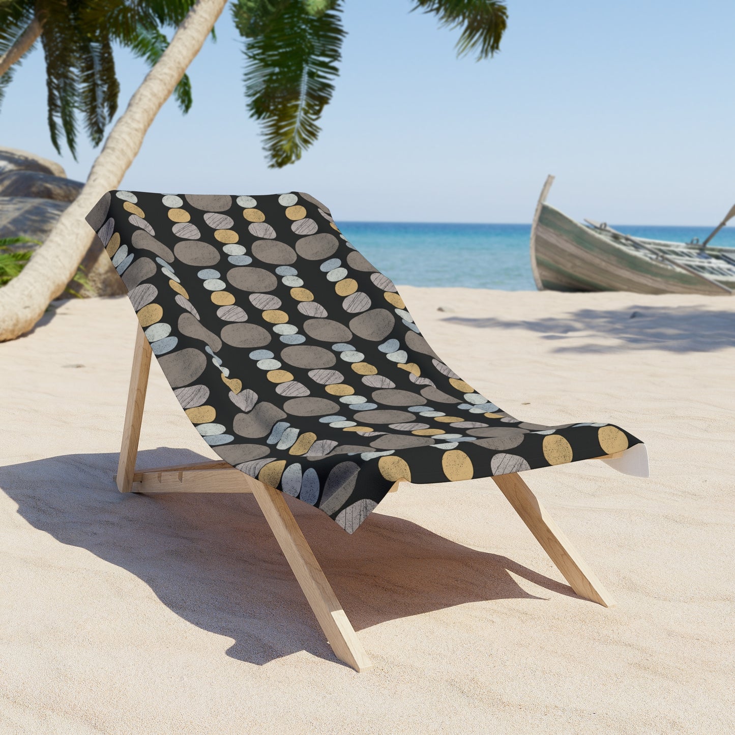 Pebbles - Black Background, Stylish Beach Towel for Summer Fun, Quick-Drying Travel Accessory, Vacation Essential, Poolside Relaxation, Perfect Gift