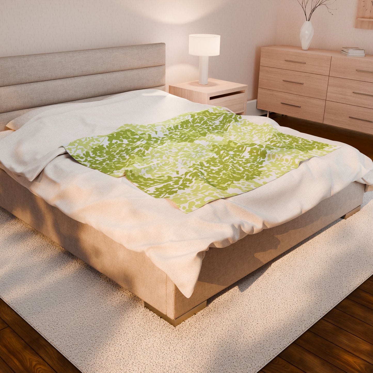 Weeping Birch - Cozy Green Botanical Velveteen Plush Blanket