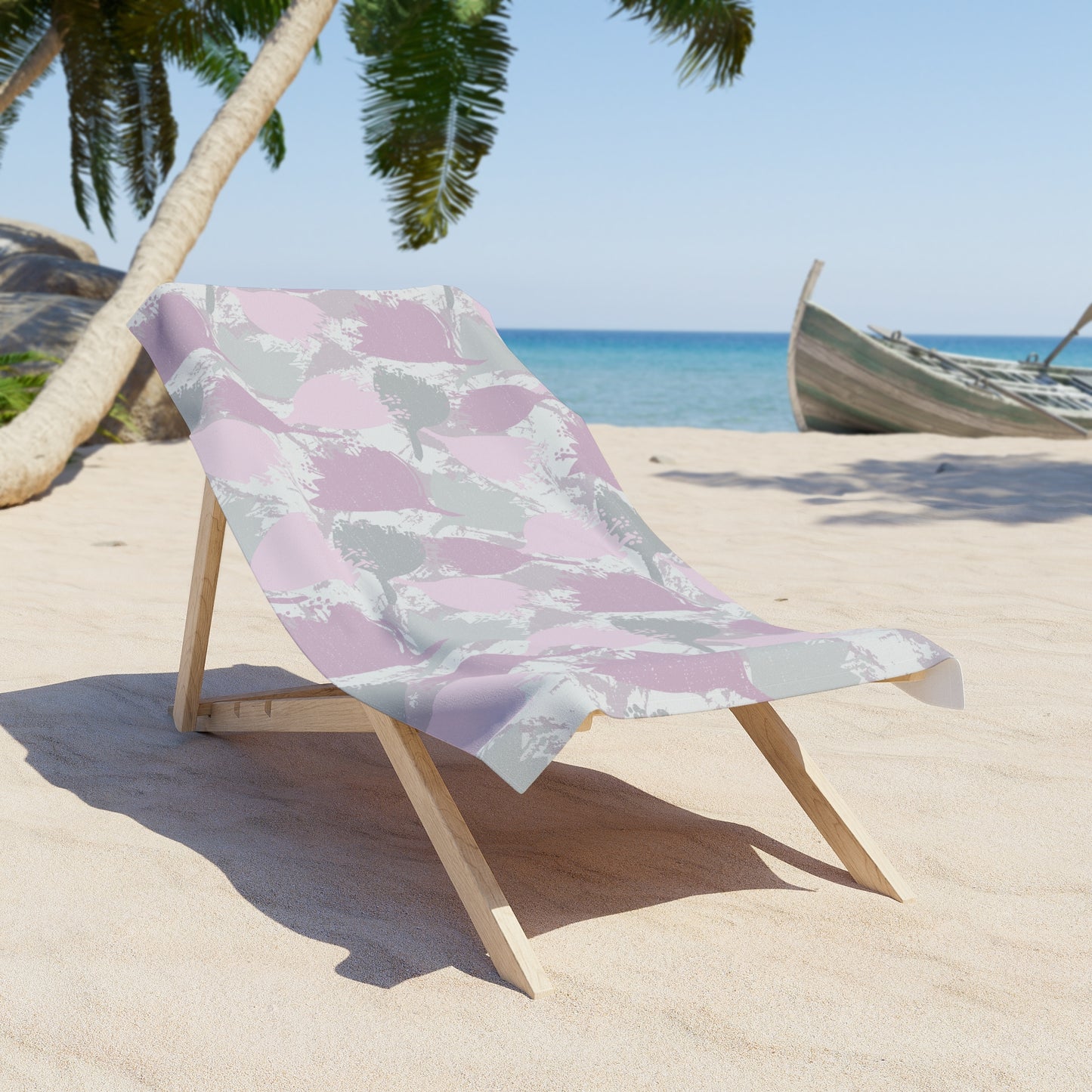 Block Print Style Flowers - Stylish Beach Towel for Summer Fun, Quick-Drying Travel Accessory, Vacation Essential, Poolside Relaxation, Perfect Gift