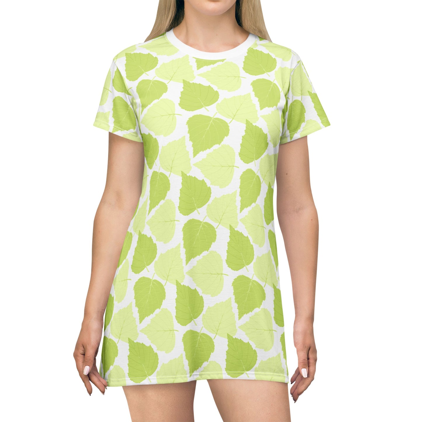 T-Shirt Dress - Birch Leave Design
