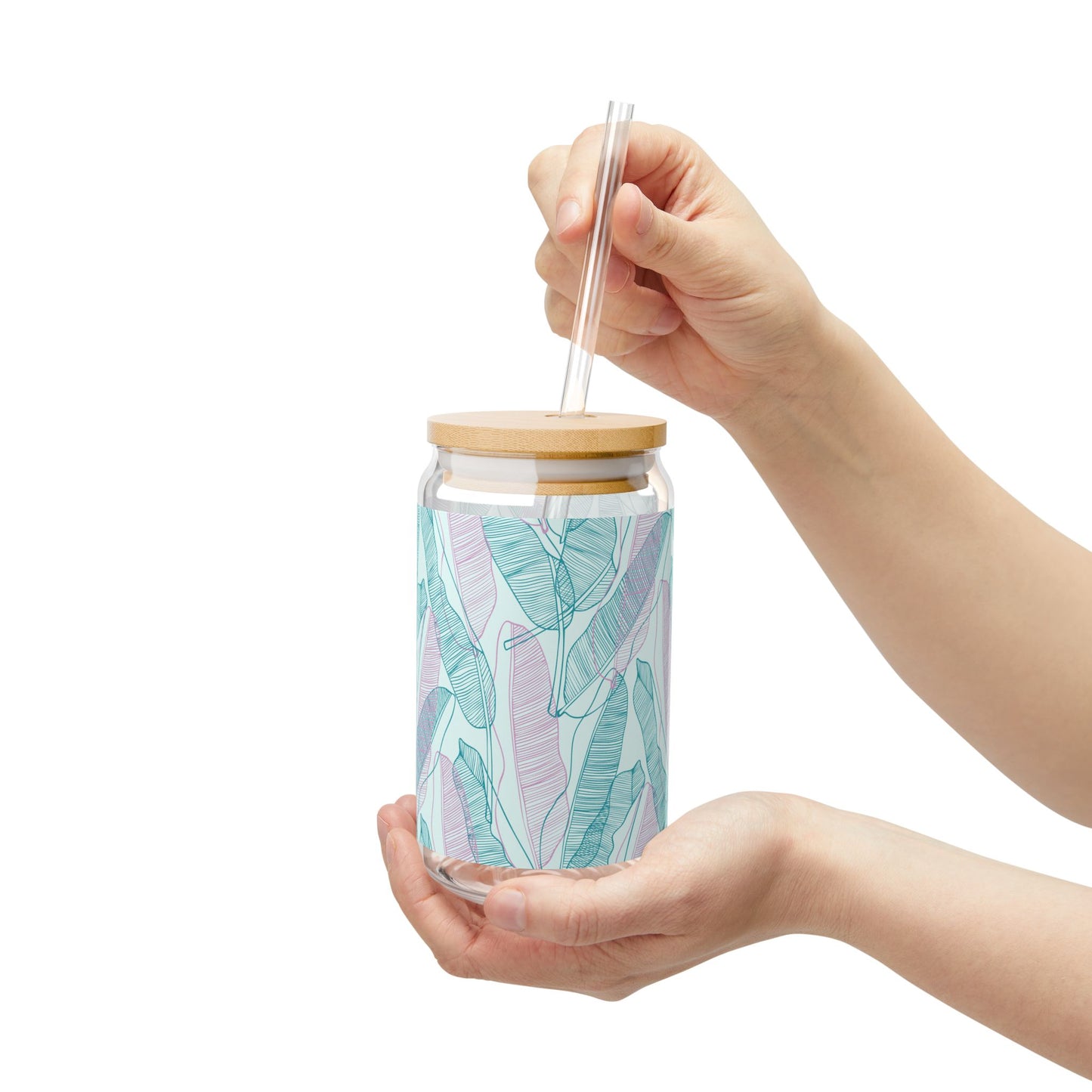 Stylish 16oz Sipper Glass with Bamboo Lid, Perfect for Home, Parties, Gifts, Eco-Friendly, Drinkware