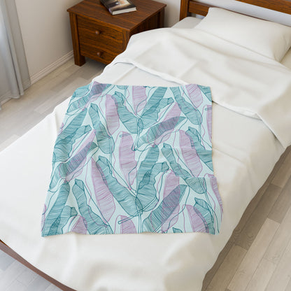 Cozy Green Botanical Velveteen Plush Blanket