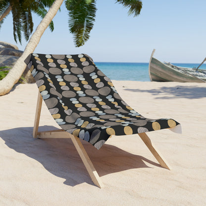 Pebbles - Black Background, Stylish Beach Towel for Summer Fun, Quick-Drying Travel Accessory, Vacation Essential, Poolside Relaxation, Perfect Gift