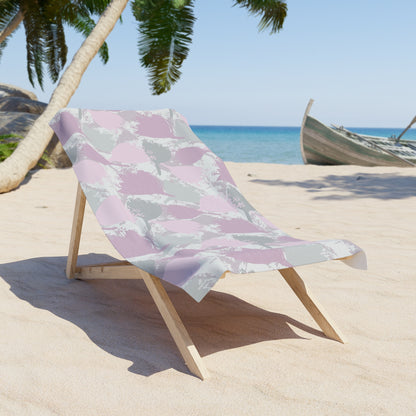 Block Print Style Flowers - Stylish Beach Towel for Summer Fun, Quick-Drying Travel Accessory, Vacation Essential, Poolside Relaxation, Perfect Gift