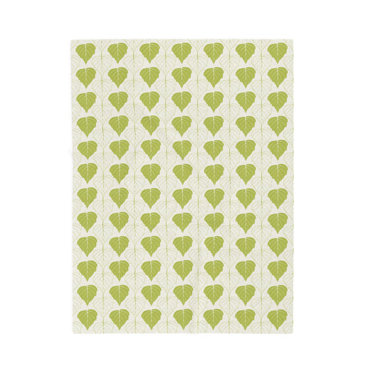 Cozy Green Botanical Velveteen Plush Blanket